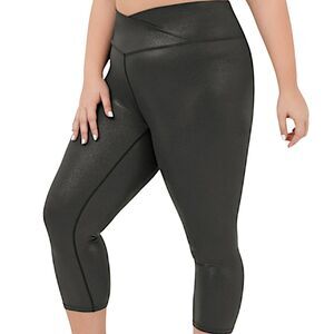 Halara SoftlyZero Shiny Foil Print Crossover Yoga Capri Leggings Plus Size 1X